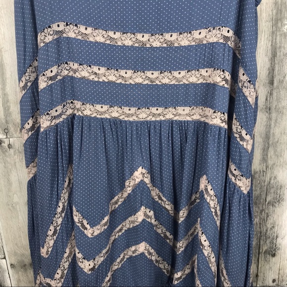Free People Voile Lace Trapeze Dress Blue XS EUC - Picture 4 of 8